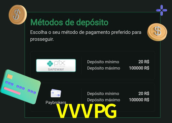 O cassino VVVPG oferece uma grande variedade de métodos de pagamento